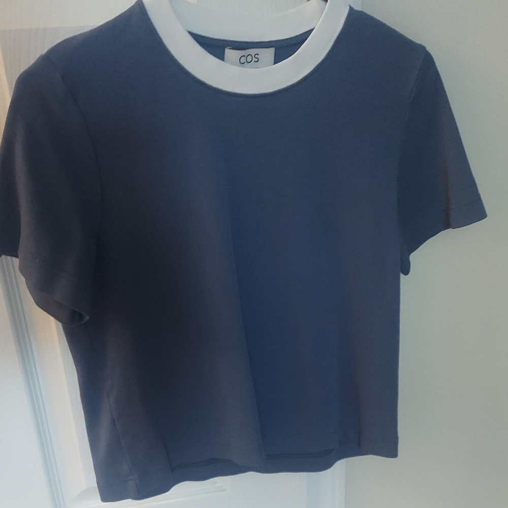 COS Clean Cut T-Shirt, Blue and White